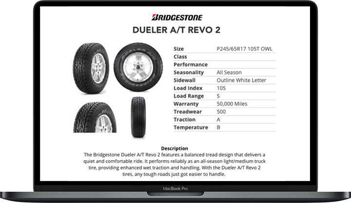 Tyre images, descriptions, features and benefits.